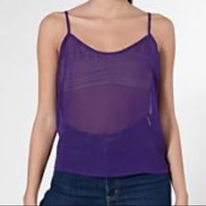 American Apparel sz S Chiffon Tank Top Sheer Crop Purple